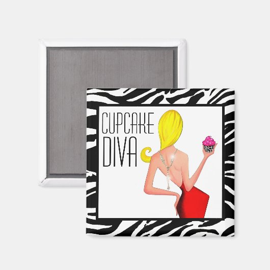 ‚Cupcake DIVA‘ Magnet (Vorderseite/Rückseite)