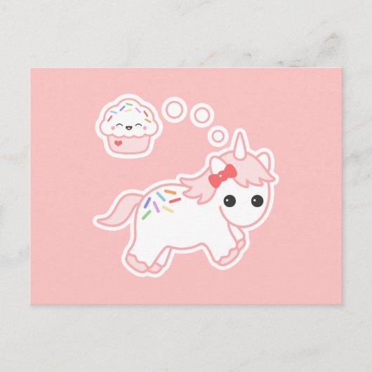 Cupcake Dream Unicorn Postkarte (Vorderseite)
