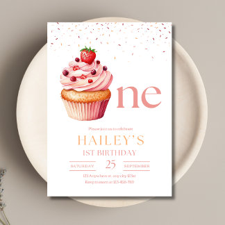 Cupcake Einladung zum Geburtstag, Mädchen 1. Gebur