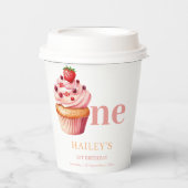 Cupcake Einladung zum Geburtstag, Mädchen 1. Gebur Pappbecher (Vorderseite)