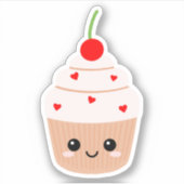 Cupcake Face Vinyl Aufkleber für Wasser Flasche et (Vorderseite)