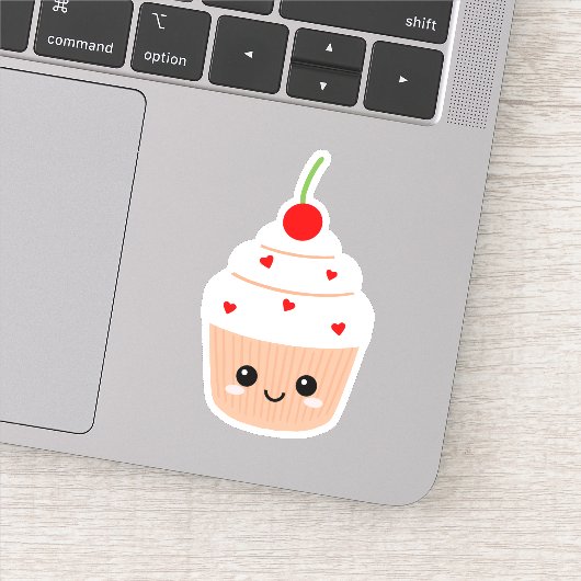 Cupcake Face Vinyl Aufkleber für Wasser Flasche et (Detail)