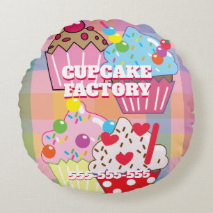 CUPCAKE FACTORY Menu Rundes Kissen