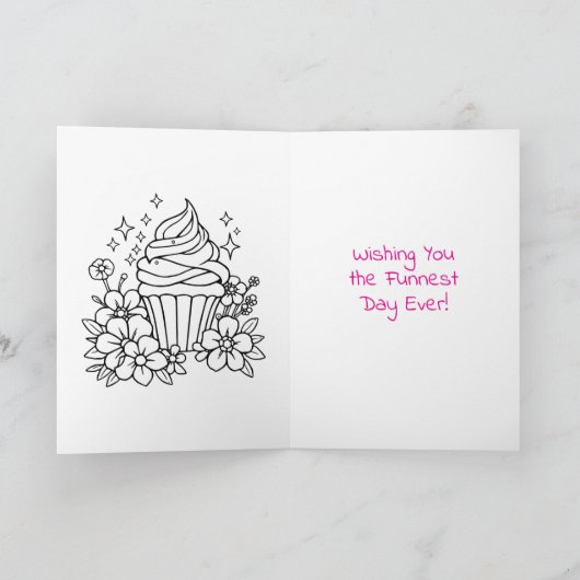 Cupcake Farbseite Personalisiert Geburtstag Karte (Innenseite)