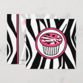 Cupcake Fashion Invasion - Zebra Print / Pink Einladung (Vorne/Hinten)