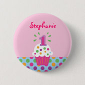 Cupcake First Birthday Button (Vorderseite)