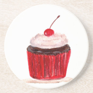 Cupcake food art sandstein untersetzer