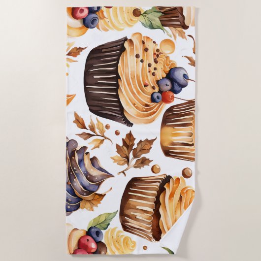 Cupcake Food Kunst Strandtuch (Vorderseite)
