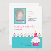 Cupcake Foto Einladungen, Geburtstagsparty Einladung (Vorne/Hinten)