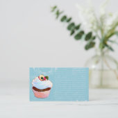 Cupcake & French Writing Business Cards Visitenkarte (Stehend Vorderseite)