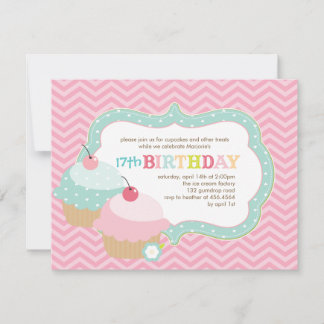 Cupcake Fun farbenfrohe Geburtstagsparty Einladung