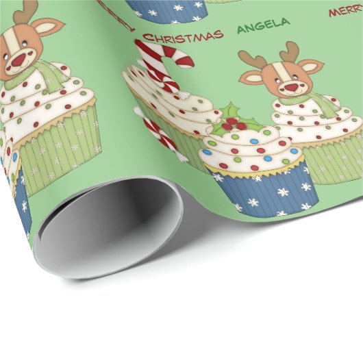 Cupcake Fun Kinder Personalisiert Weihnachten Geschenkpapier (Rolleneckpunkt)