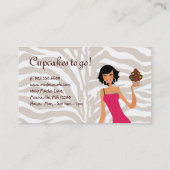 Cupcake Gal Bakery Business Card Zebra Black Visitenkarte (Rückseite)