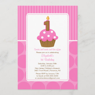 Cupcake Geburtstag Einladung 1. Geburtstag Rosa