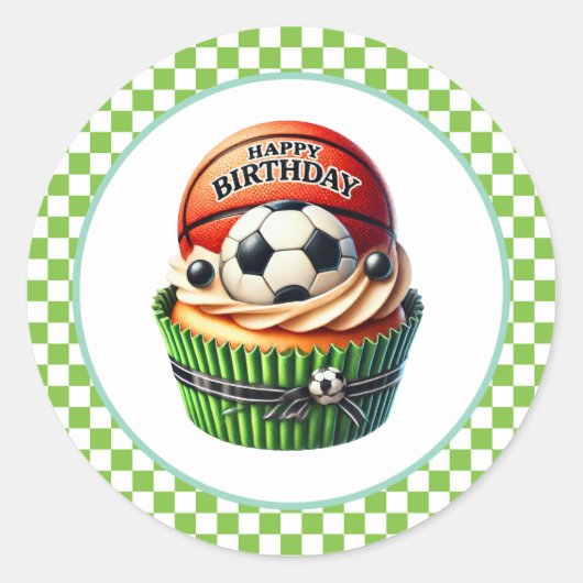 Cupcake Geburtstagsaufkleber Runder Aufkleber (Vorderseite)