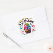 Cupcake-Geburtstagsaufkleber Runder Aufkleber (Umschlag)