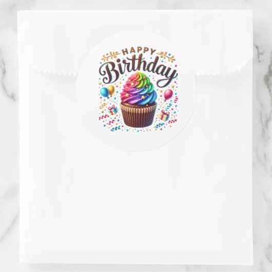 Cupcake-Geburtstagsaufkleber Runder Aufkleber (Tasche)