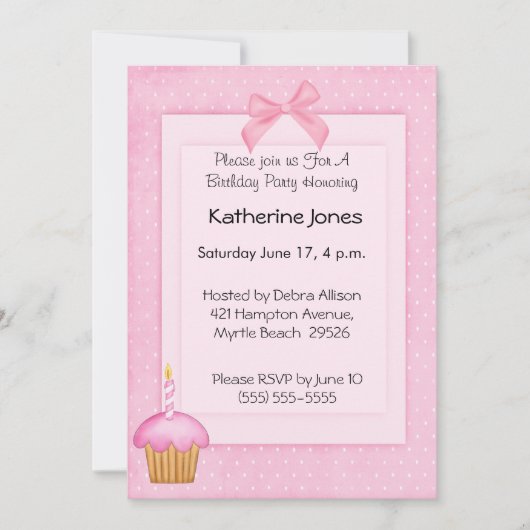 Cupcake Geburtstagseinladung Einladung (Vorderseite)