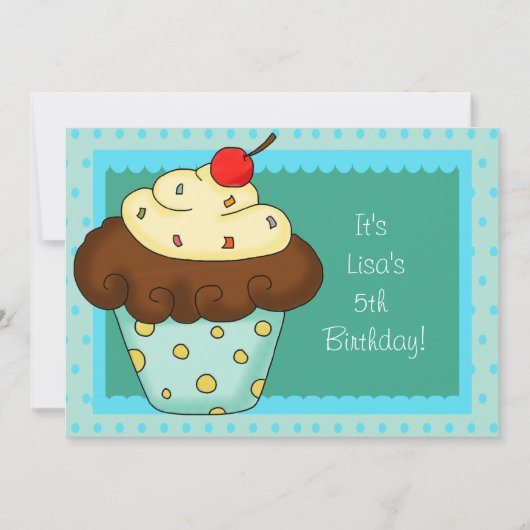 Cupcake Geburtstagsparty Einladungen (Vorderseite)