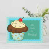 Cupcake Geburtstagsparty Einladungen (Stehend Vorderseite)