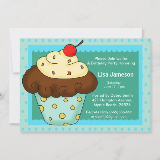 Cupcake Geburtstagsparty Einladungen (Rückseite)
