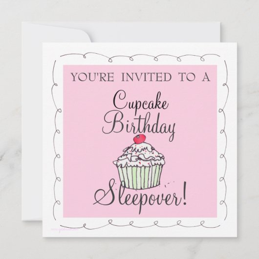 Cupcake Geburtstagsschläfer! Einladung (Rückseite)