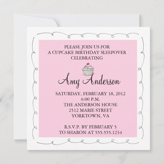 Cupcake Geburtstagsschläfer! Einladung (Vorderseite)