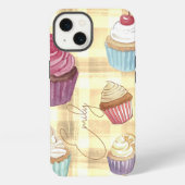 Cupcake-Gelb-Kariert-Monogram-Baker iPhone Hülle (Rückseite)
