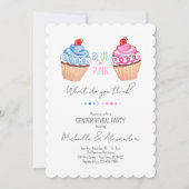 Cupcake Gender Reveal Blue Pink Classy Foto Party Einladung (Vorderseite)
