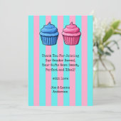 Cupcake Gender Reveal Blue & Pink Dankeskarte (Stehend Vorderseite)