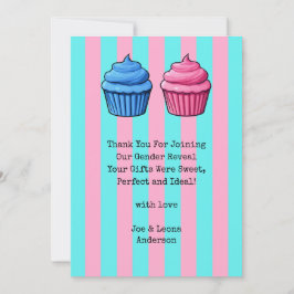 Cupcake Gender Reveal Blue & Pink Dankeskarte