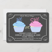 Cupcake Gender Reveal Party Einladung (Vorderseite)