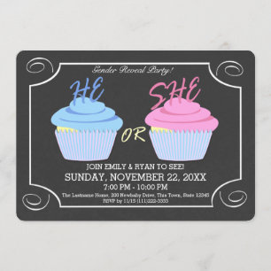 Cupcake Gender Reveal Party Einladung
