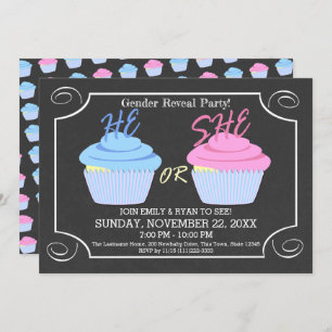 Cupcake Gender Reveal Party Einladung