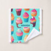 Cupcake Geometric Personalisiertes Muster Badhandtuch Set (Waschlappen)