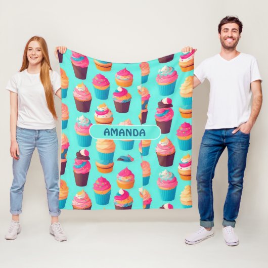 Cupcake Geometric Personalisiertes Muster Fleecedecke (Beispiel)