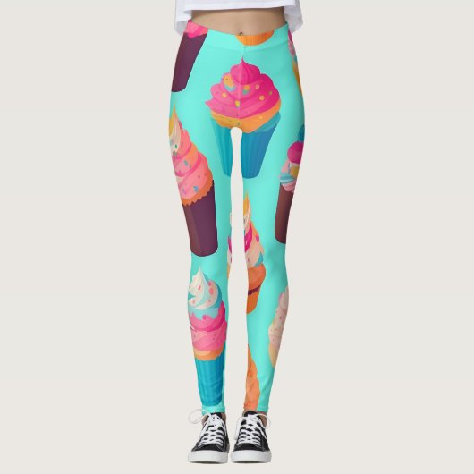 Cupcake Geometric Personalisiertes Muster Leggings (Vorderseite)