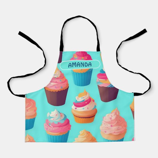 Cupcake Geometric Personalisiertes Muster Schürze (Vorderseite)