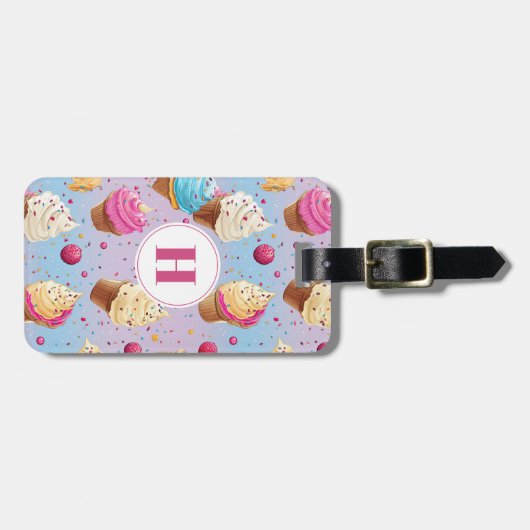 Cupcake-Gepäckmarke Gepäckanhänger (Vorderseite horizontal)
