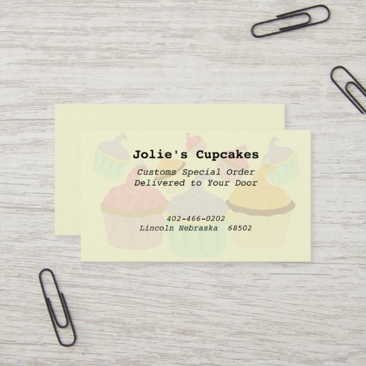 Cupcake-Geschäft - Visitenkarte (Vorderseite/Rückseite Beispiel)