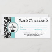 Cupcake Geschenkgutschein Floral Damask Blau (Rückseite)