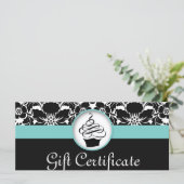 Cupcake Geschenkgutschein Floral Damask Blau (Stehend Vorderseite)