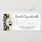 Cupcake Geschenkgutschein Floral Damask Gelb (Rückseite)