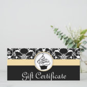 Cupcake Geschenkgutschein Floral Damask Gelb (Stehend Vorderseite)