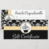 Cupcake Geschenkgutschein Floral Damask Gelb (Vorne/Hinten)