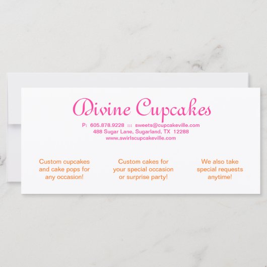 Cupcake Geschenkgutschrift Krone Rosa Orange (Rückseite)