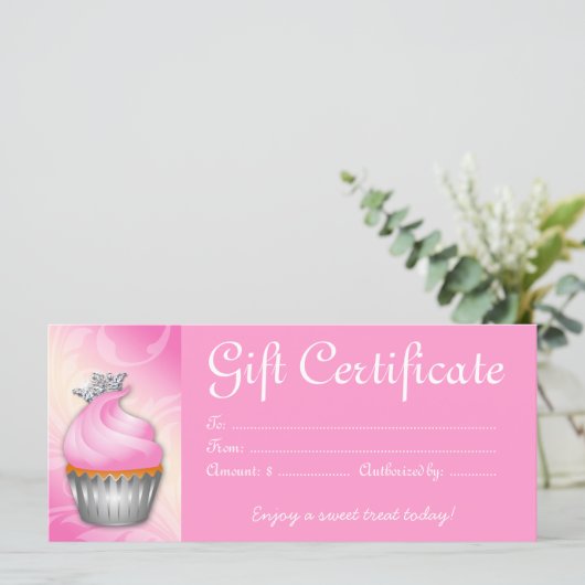 Cupcake Geschenkgutschrift Krone Rosa Silber (Stehend Vorderseite)