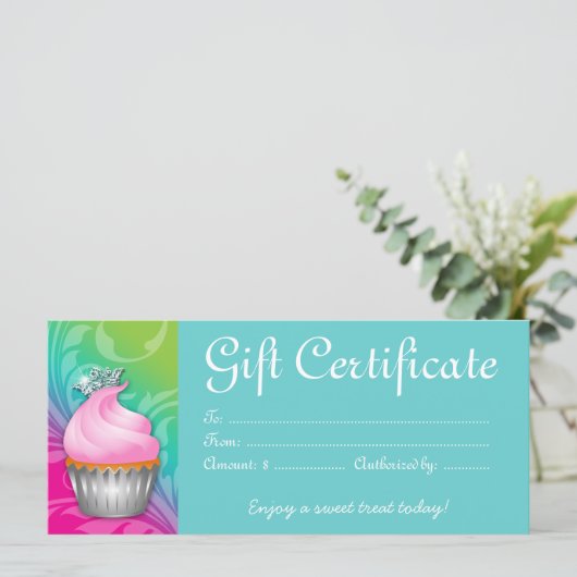 Cupcake Gift Certificate Crown Pink Blue (Stehend Vorderseite)