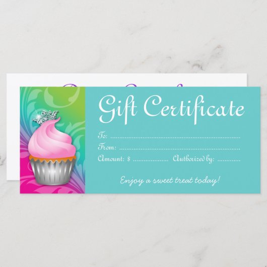 Cupcake Gift Certificate Crown Pink Blue (Vorne/Hinten)