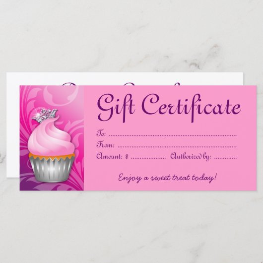 Cupcake Gift Certificate Crown Pink Lila (Vorne/Hinten)